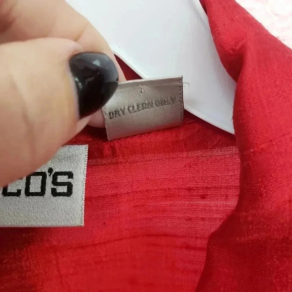 Chico's Red Silk Button Down Shirt/Jacket - Picture 2 of 4